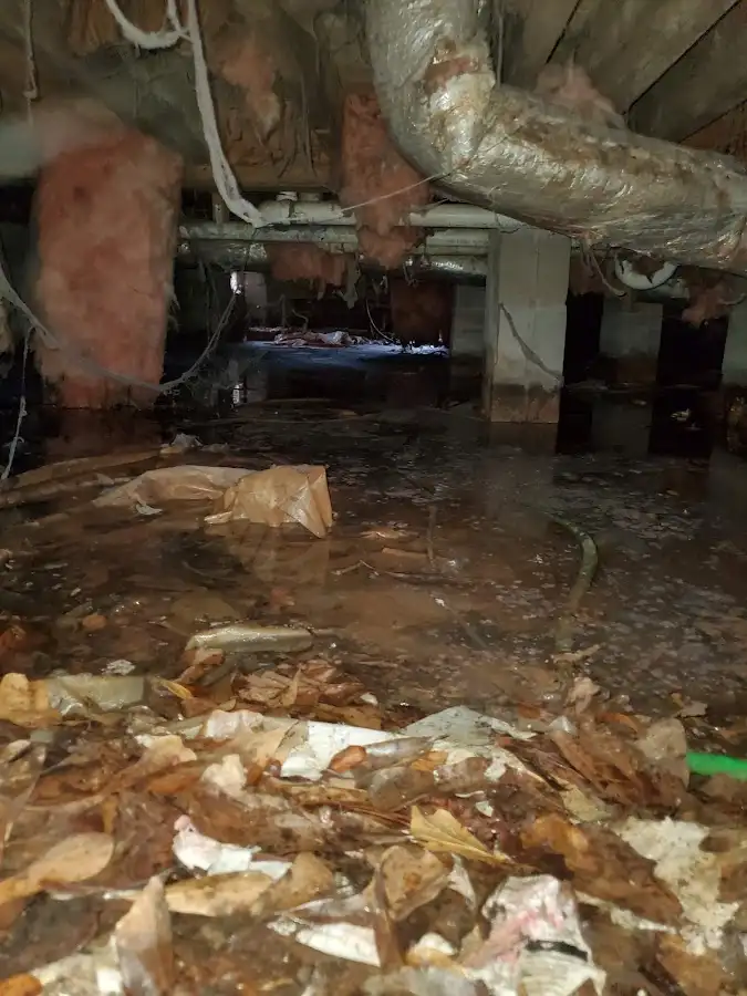 Crawl space flood assessment for Commercial Water Damage Restoration in Upper Darby