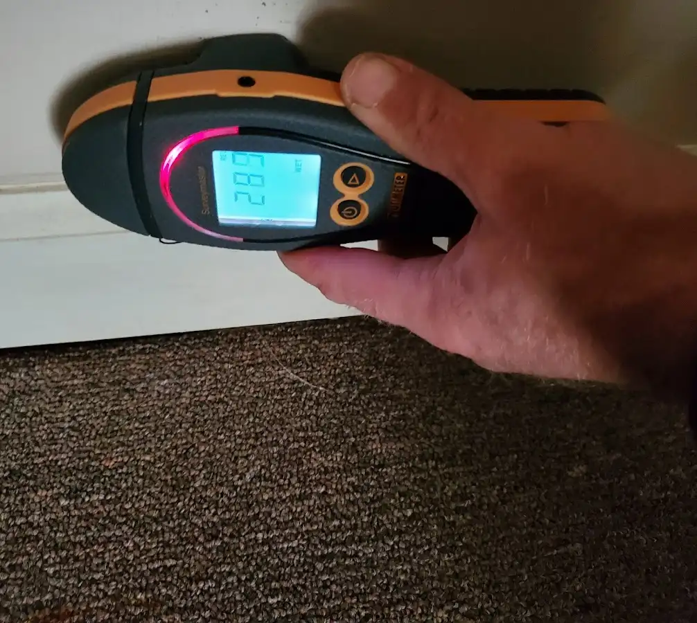 Moisture detection at baseboard during Sewage Cleanup & Sanitation in Upper Darby